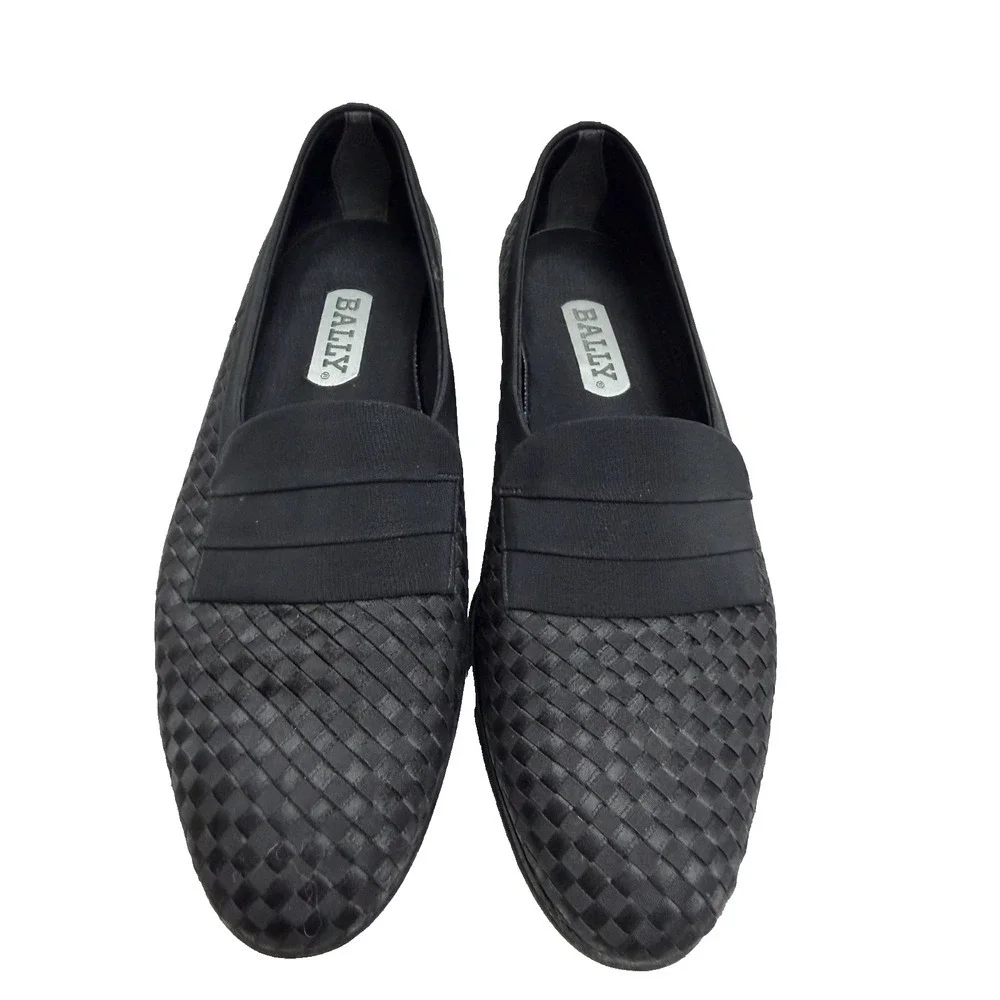 Bally Men’s Black Leather Dress Shoes 10D Basket Weave Toe Luxury Italian